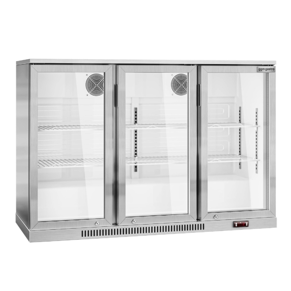 Réfrigérateur bar - 1330mm - 320 litres - avec 3 portes battantes en verre - inox