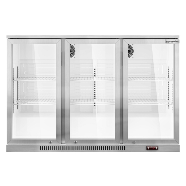 Réfrigérateur bar - 1330mm - 320 litres - avec 3 portes battantes en verre - inox