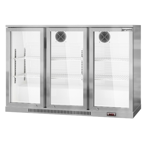 Réfrigérateur bar - 1330mm - 320 litres - avec 3 portes battantes en verre - inox