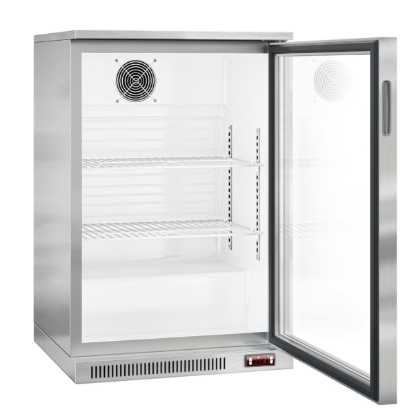 Réfrigérateur bar - 600mm - 130 litres - avec 1 porte battante en verre - inox