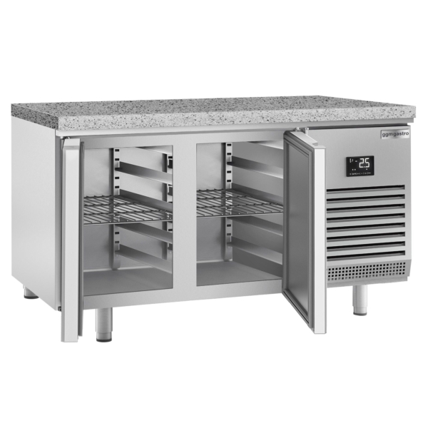 Table réfrigérée de boulangerie Premium PLUS - 1618x800mm - avec 2 portes & plan de travail en granit