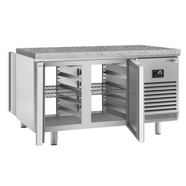 Table réfrigérée de boulangerie Premium PLUS - 1618x800mm - avec passe-plat & dessus en granit