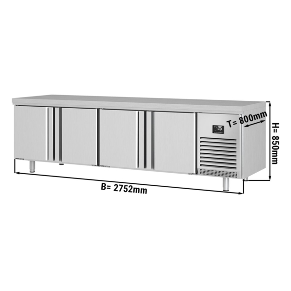 Table réfrigérée de boulangerie Premium PLUS - 2752x800mm - avec 4 portes