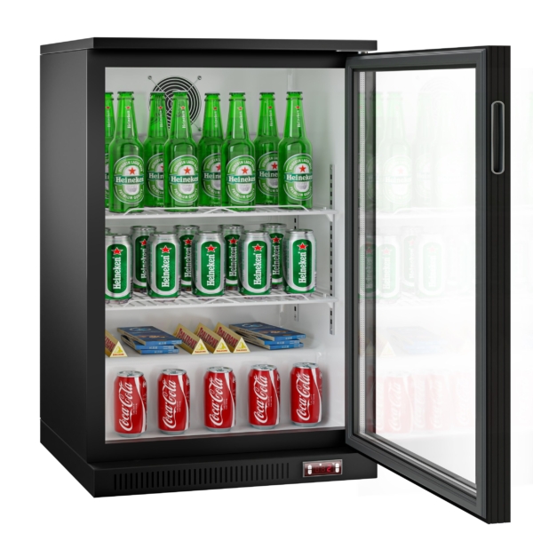 Réfrigérateur bar - 600mm - 126 litres - avec 1 porte battante en verre - Noir