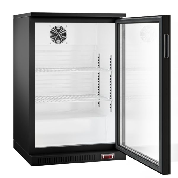 Réfrigérateur bar - 600mm - 126 litres - avec 1 porte battante en verre - Noir