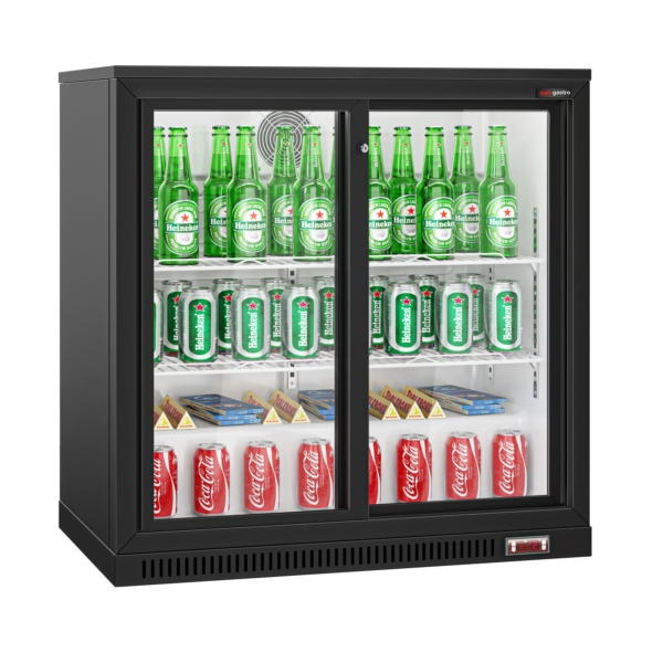 Réfrigérateur bar - 900mm - 220 litres - avec 2 portes coulissantes en verre - Noir