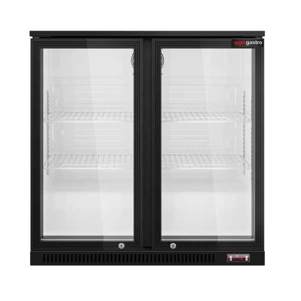 Réfrigérateur bar - 900mm - 220 litres - avec 2 portes battantes en verre - Noir