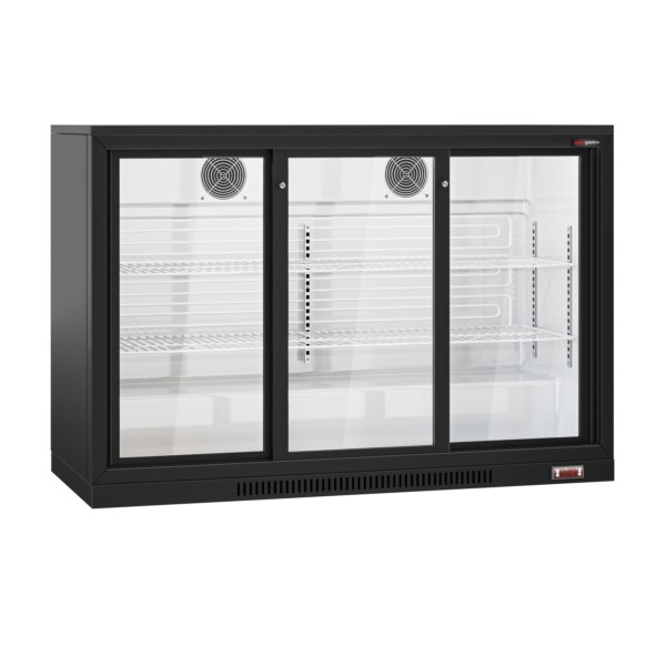 Réfrigérateur bar - 1330mm - 320 litres - avec 3 portes coulissantes en verre - Noir