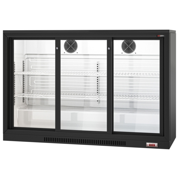 Réfrigérateur bar - 1330mm - 320 litres - avec 3 portes coulissantes en verre - Noir