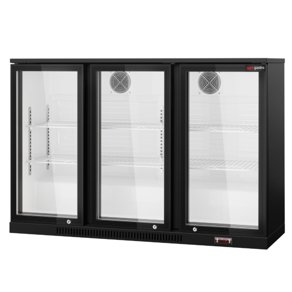 Réfrigérateur bar - 1330mm - 320 litres - avec 3 portes battantes en verre - Noir