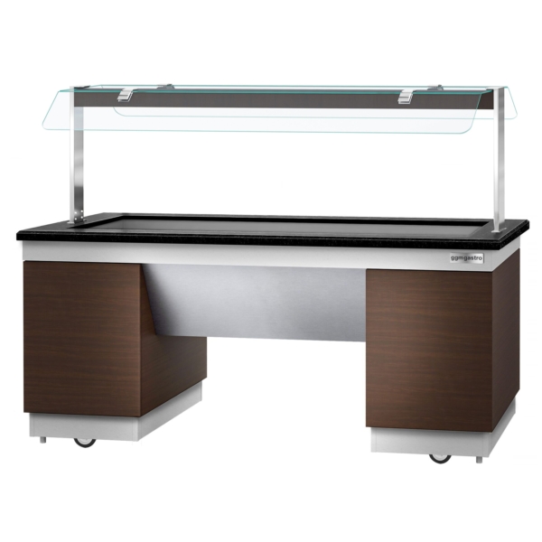 Comptoir buffet DUBLIN - 2000mm - avec bain-marie & roulettes - pour 5x GN 1/2