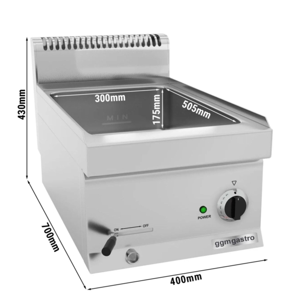 Bain-marie électrique - 1,2 kW - 1x GN 1/1 ou 2x GN 1/2