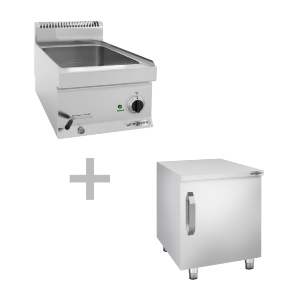 Bain-marie électrique - 1,2 kW - 1x GN 1/3 & GN 1x 1/2 - incl. soubassement avec 1 porte