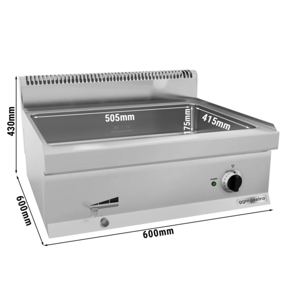 Bain-marie électrique - 1,2 kW - 1x GN 1/1 & 3x GN 1/9