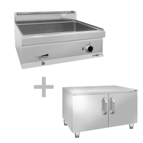 Bain-marie électrique - 1,2 kW - 1x GN 1/1 & 3x GN 1/9 - incl. soubassement avec 2 portes