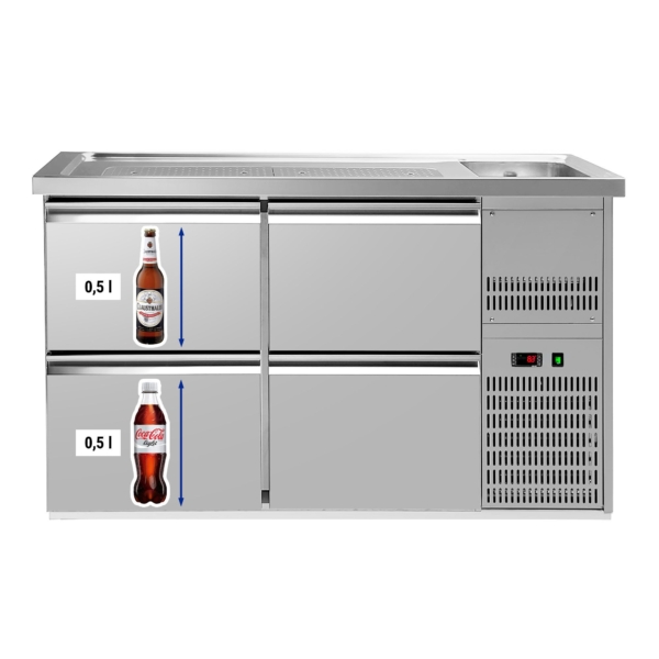 Comptoir à bière Premium PLUS - 1550x700mm - 4 tiroirs