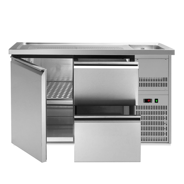 Comptoir à bière Premium PLUS - 1550x700mm - 1 porte & 2 tiroirs