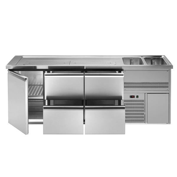 Comptoir à bière Premium PLUS - 2500x700mm - 1 porte & 4 tiroirs