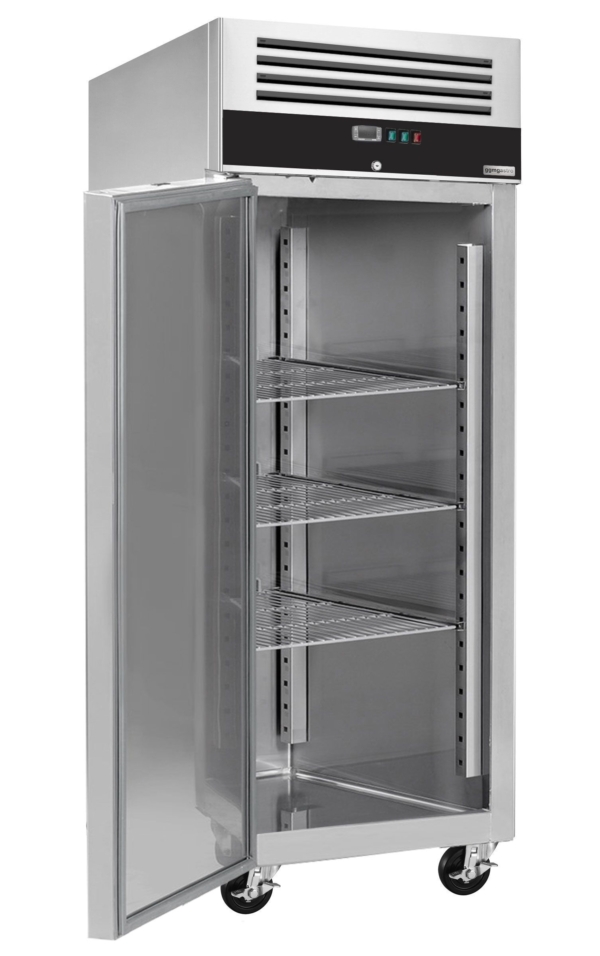 Congélateur pour boulangerie en acier inoxydable PREMIUM - EN 60x80 - 600 Litres - 1 porte, rails et étagères