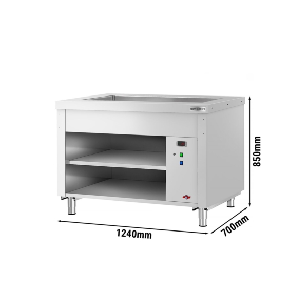 Comptoir buffet KOPENHAGEN - 1240mm - avec bain-marie - pour 3x GN 1/1 - inox