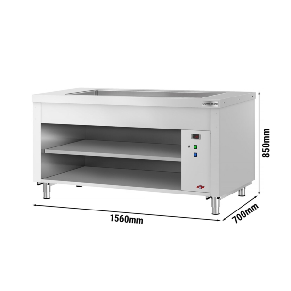 Comptoir buffet KOPENHAGEN - 1560mm - avec bain-marie - pour 4x GN 1/1 - inox