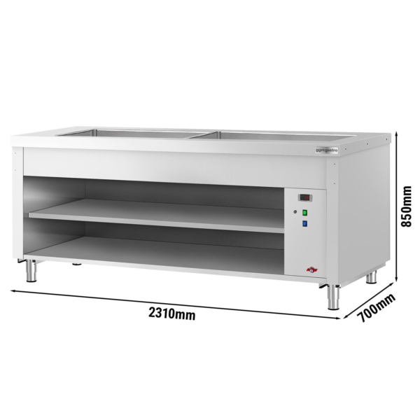 Comptoir buffet KOPENHAGEN - 2310mm - avec bain-marie - avec éclairage LED - pour 6x GN 1/1 - inox