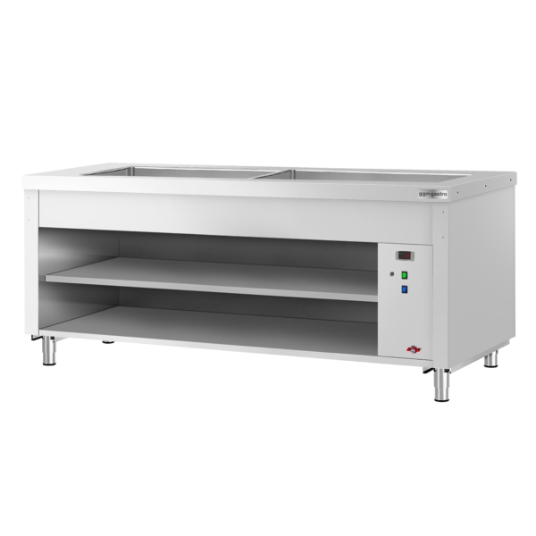 Comptoir buffet KOPENHAGEN - 2310mm - avec bain-marie - avec éclairage LED - pour 6x GN 1/1 - inox