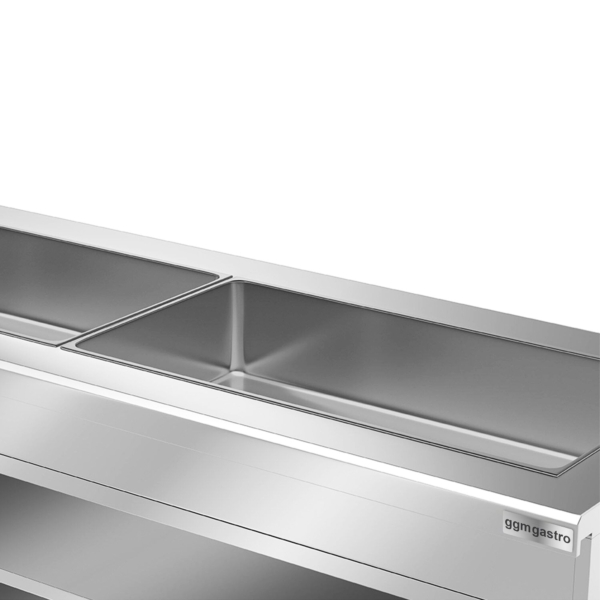 Comptoir buffet KOPENHAGEN - 2310mm - avec bain-marie - avec éclairage LED - pour 6x GN 1/1 - inox