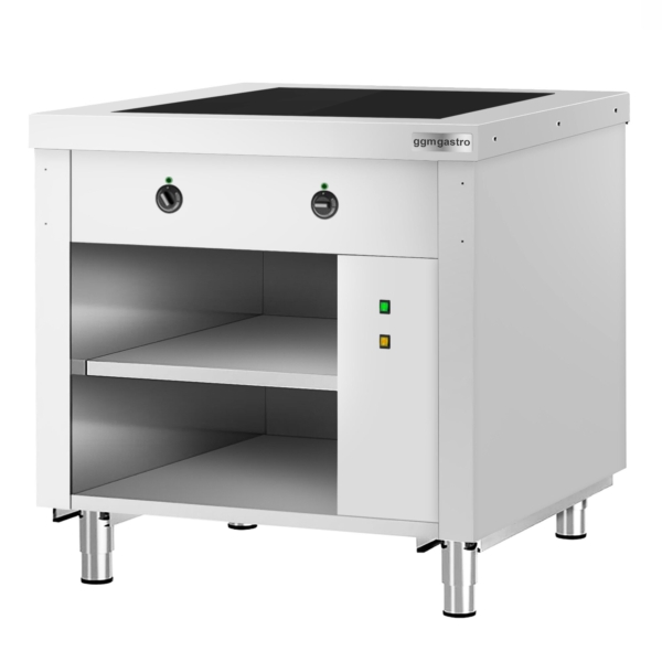 Comptoir buffet KOPENHAGEN - 910mm - avec plaque chauffante - inox