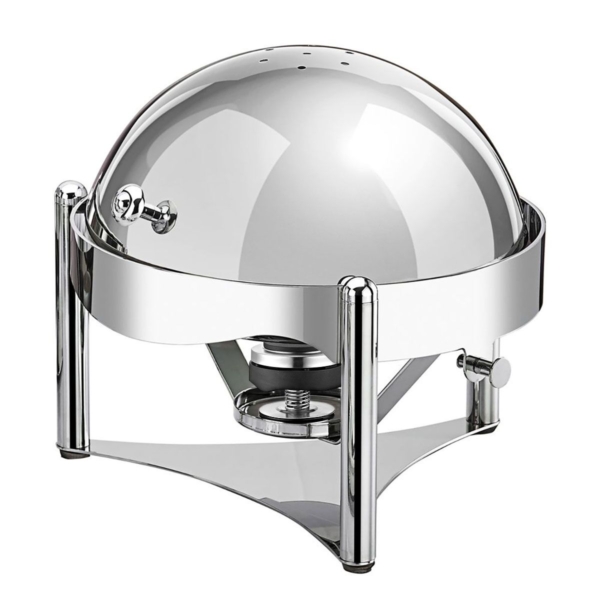 Bain-marie rond - avec couvercle roulant - Chrome