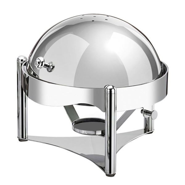 Bain-marie rond - avec couvercle roulant - Chrome