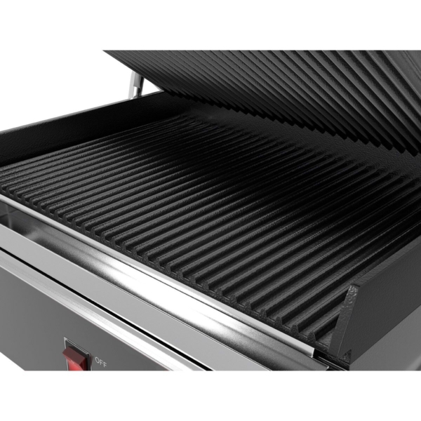 Grill de contact - 2,2 kW - Digital - Rainuré en haut et en bas - Surface de cuisson : 350x240mm