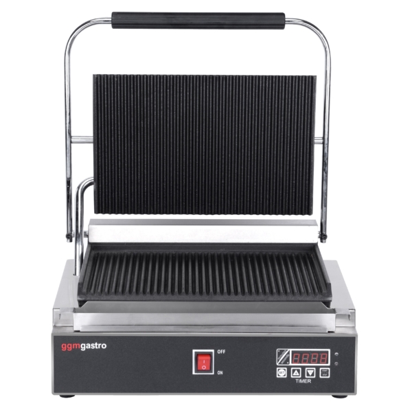 Grill de contact - 2,2 kW - Digital - Rainuré en haut et en bas - Surface de cuisson : 350x240mm