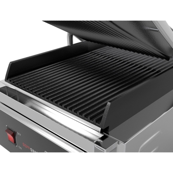 Grill de contact - 1,8 kW - Digital - Rainuré en haut et en bas - Surface de cuisson : 230x220mm