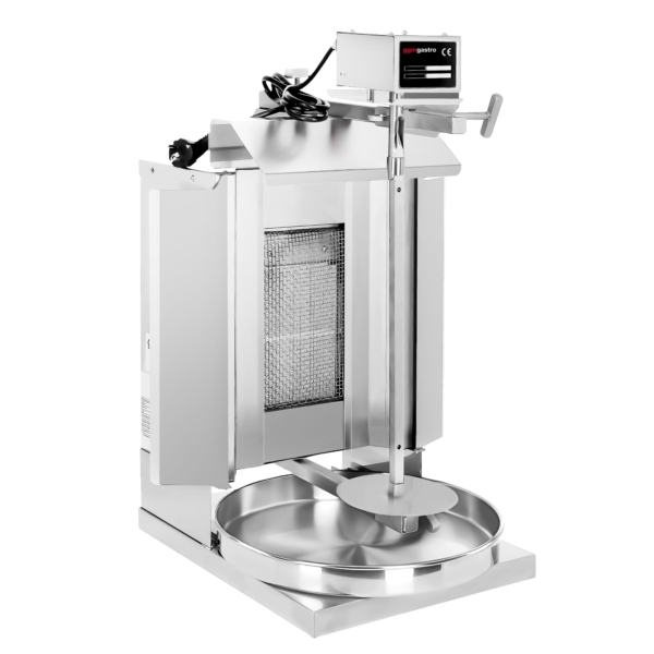 Grill gyros/döner à gaz - 1 brûleur - max. 5 kg - portes battantes incluses