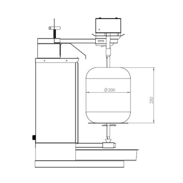 Grill gyros/döner à gaz - 1 brûleur - max. 5 kg - portes battantes incluses