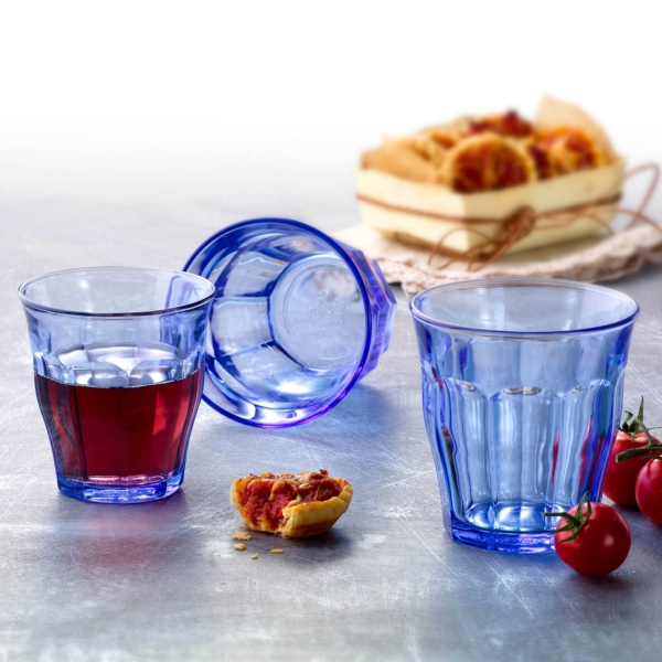 (12 pièces) Verres à boire Duralex - PICARDIE - 220 ml - Bleu-transparent