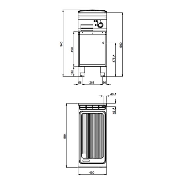 Plaque de cuisson électrique - 6,6 kW - Rayée