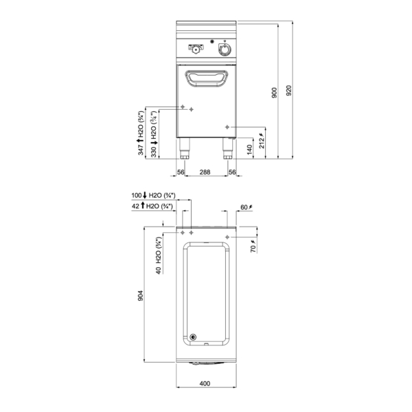 Bain-Marie électrique - 1x GN 1/1 et 1x GN 1/3