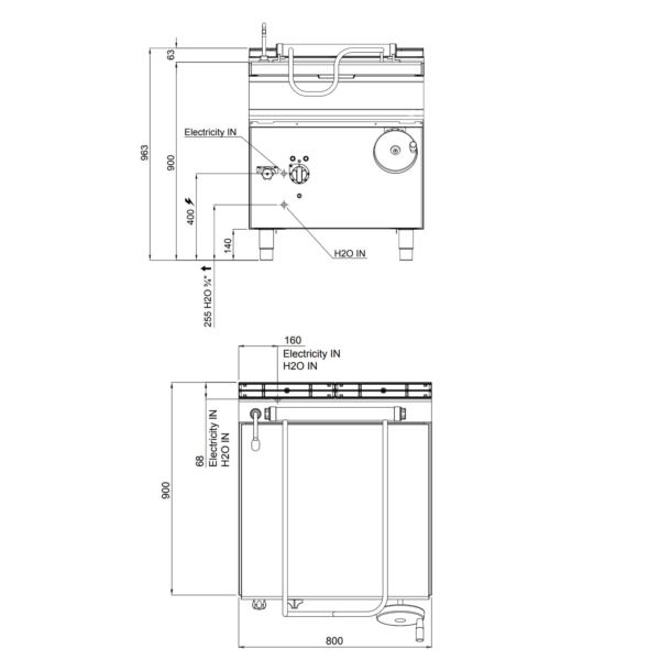 Poêle à frire électrique basculante - 80 litres - 9,6 kW