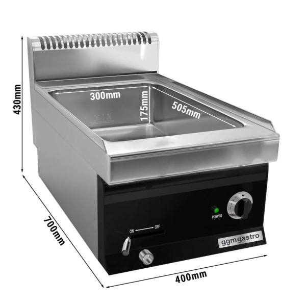 Bain-marie électrique - 1,2 kW - 1x GN 1/1 ou 2x GN 1/2