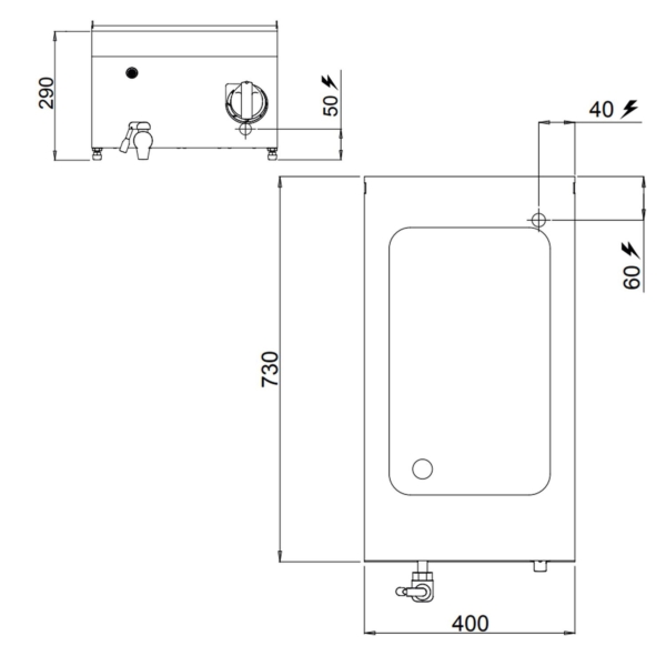 Bain-marie électrique - 1,2 kW - 1x GN 1/1