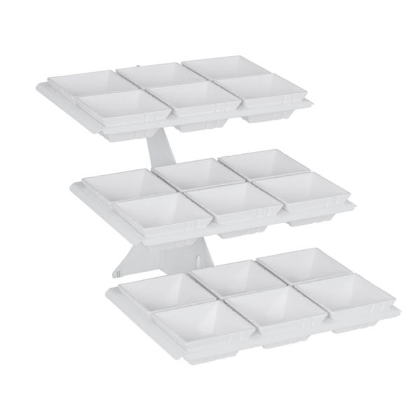 Etagère / Présentoir à buffet - Blanc - incl. 18 coupes en mélamine - rectangulaire