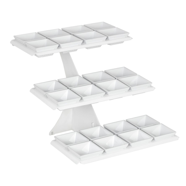 Etagère / Présentoir à buffet - Blanc - incl. 24 coupes en mélamine - rectangulaire