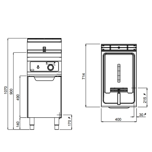 Friteuse électrique - 18 litres - 13,5 kW - Contrôle électronique