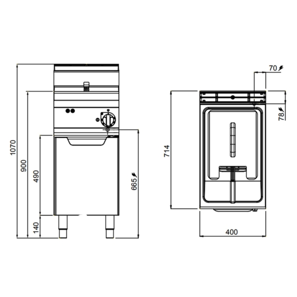 Friteuse électrique - 10 litres - 9 kW