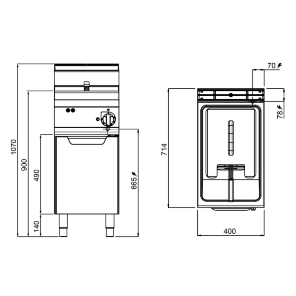 Friteuse électrique - 18 litres - 13,5 kW