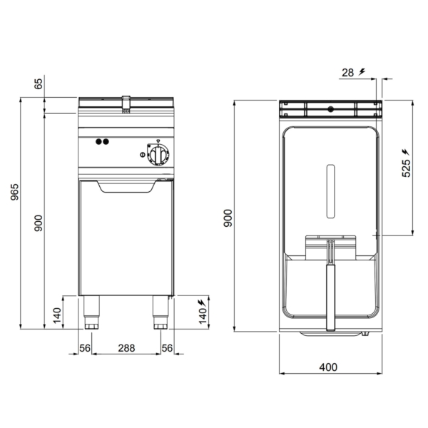 Friteuse électrique - 22 litres - 22 kW