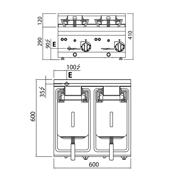 Friteuse électrique double - 10+10 litres - 12 kW