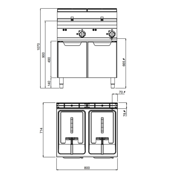 Friteuse électrique double - 10+10 litres - 12 kW